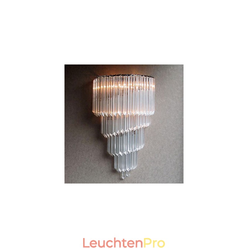 Wandleuchte in Chromoptik mit Kristallglasstreifen und 3 Lichtern