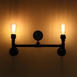 2 Köpfe Vintage Industrielle Rohr Wandleuchten Schwarz Kreative Lichter Restaurant Cafe Bar Dekoration Beleuchtung