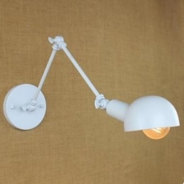 Weiße doppelte Festival-Wandleuchte aus Schmiedeeisen mit langem Arm