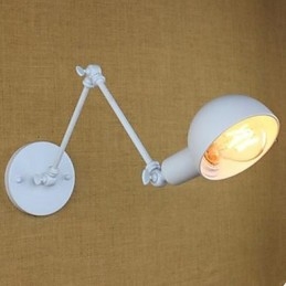 Weiße doppelte Festival-Wandleuchte aus Schmiedeeisen mit langem Arm