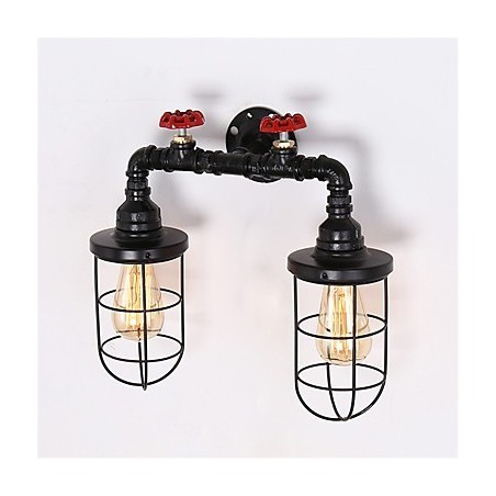 Vintage Industrielle Rohrwandleuchten Schwarze kreative Lichter Restaurant Cafe Bar Dekorationsbeleuchtung mit 2 Lichtern lackiert Vintage Industrielle Rohrwandleuchten Schwarze kreative Lichter Restaurant Cafe Bar Dekorationsbeleuchtung mit 2 Lichtern lackiert