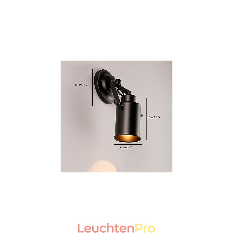 Vintage Schwarz Metall Loft Wand Leuchte Wohnzimmer Esszimmer Flur Cafe Bars Bar Wand Lampe