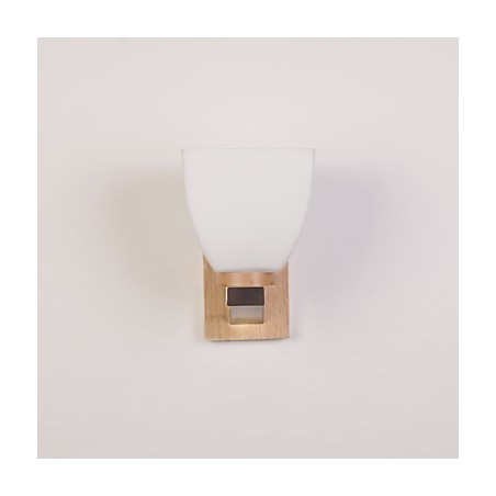 Einfache Wandlampe, Nachttischlampe mit Glasschirm und Massivholz für Schlafzimmer, Kommode, Wohnzimmer, Babyzimmer, Studentenwohnheim, Couchtisch, Bücherregal