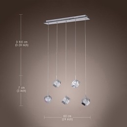 Moderne zeitgenössische Insel Kristall Chrom Pendelleuchte