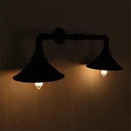 2 Köpfe Retro Industrielle Rohrwandleuchten Einfache Loft Black Metal Esszimmer Küche Bar Cafe Dekoration Beleuchtung