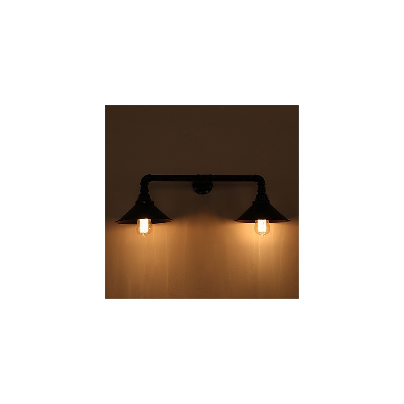 2 Köpfe Retro Industrielle Rohrwandleuchten Einfache Loft Black Metal Esszimmer Küche Bar Cafe Dekoration Beleuchtung