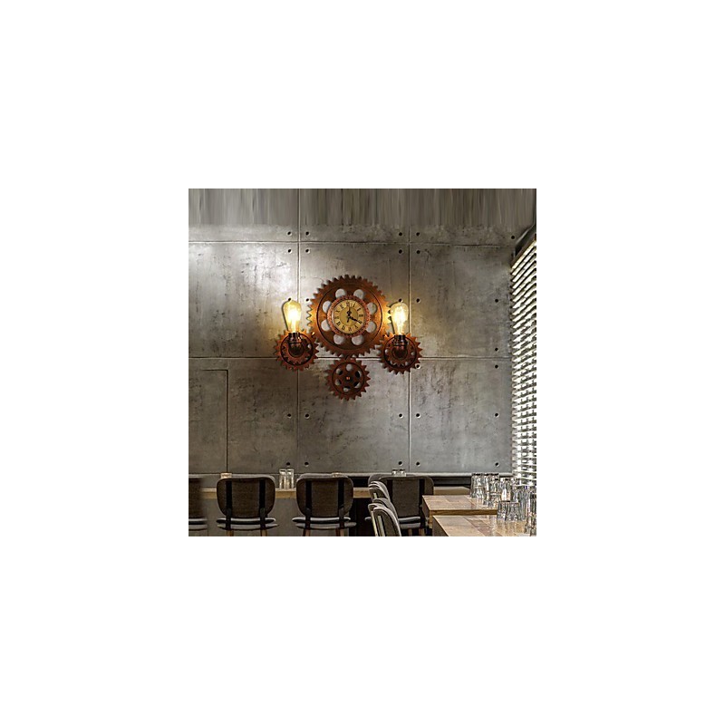 Vintage Industrielle Wandleuchten Holz Zahnradform Kreative drehbare Lichter Restaurant Cafe Bar Dekoration Beleuchtung