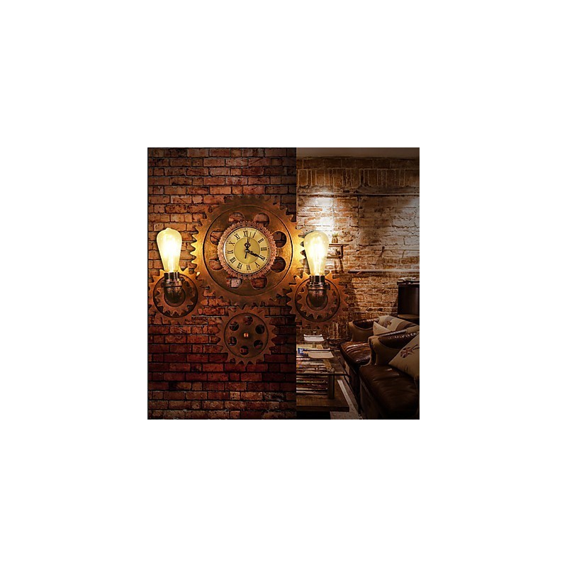 Vintage Industrielle Wandleuchten Holz Zahnradform Kreative drehbare Lichter Restaurant Cafe Bar Dekoration Beleuchtung