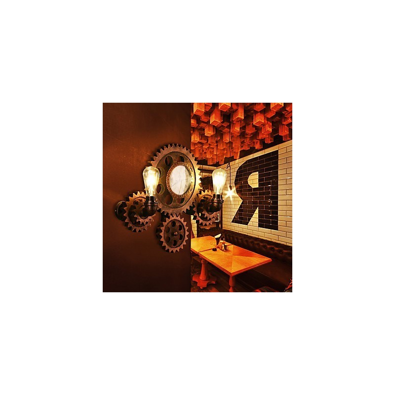 Vintage Industrielle Wandleuchten Holz Zahnradform Kreative drehbare Lichter Restaurant Cafe Bar Dekoration Beleuchtung