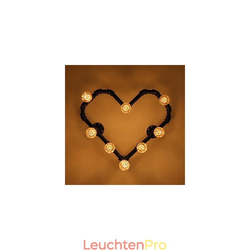 Vintage Wasserpfeife Liebevolles Herz Kreative Wandleuchten Industrie Wohnzimmer Restaurant Bars Café Dekoration Wandleuchten