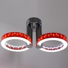 Warmweißer weißer Acryl-Rot-Kronleuchter mit 2 Lichtern