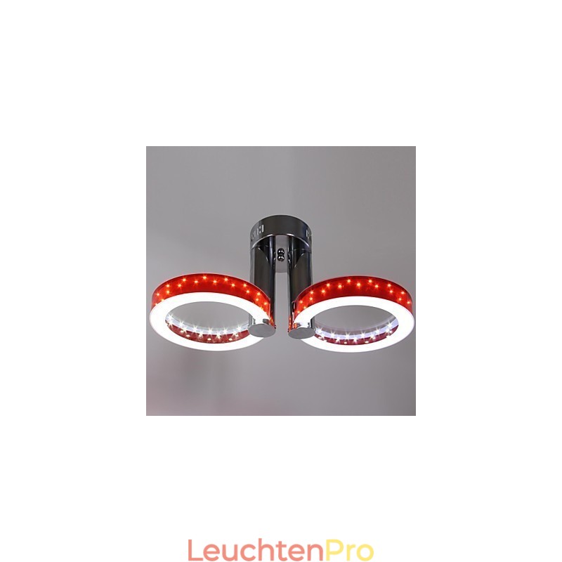 Warmweißer weißer Acryl-Rot-Kronleuchter mit 2 Lichtern