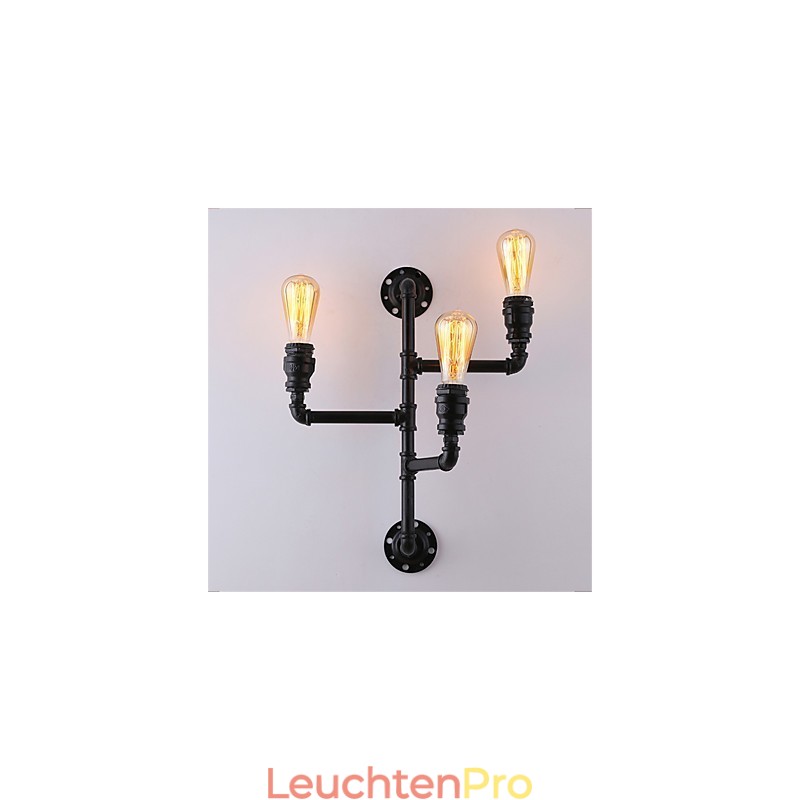 Vintage Industrielle Rohrwandleuchten Schwarze kreative Lichter Restaurant Cafe Bar Dekorationsbeleuchtung mit 3 Lichtern lackiert