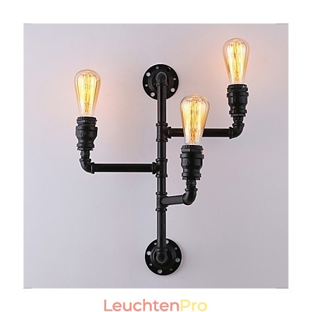 Vintage Industrielle Rohrwandleuchten Schwarze kreative Lichter Restaurant Cafe Bar Dekorationsbeleuchtung mit 3 Lichtern lackiert Vintage Industrielle Rohrwandleuchten Schwarze kreative Lichter Restaurant Cafe Bar Dekorationsbeleuchtung mit 3 Lichtern lackiert