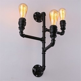 Vintage Industrielle Rohrwandleuchten Schwarze kreative Lichter Restaurant Cafe Bar Dekorationsbeleuchtung mit 3 Lichtern lackiert
