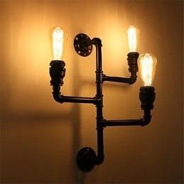 Vintage Industrielle Rohrwandleuchten Schwarze kreative Lichter Restaurant Cafe Bar Dekorationsbeleuchtung mit 3 Lichtern lackiert