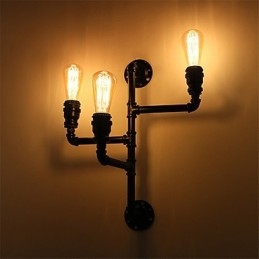 Vintage Industrielle Rohrwandleuchten Schwarze kreative Lichter Restaurant Cafe Bar Dekorationsbeleuchtung mit 3 Lichtern lackiert