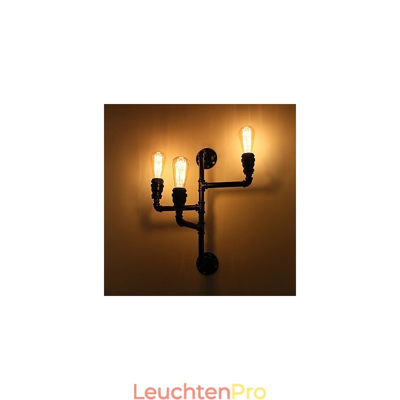 Vintage Industrielle Rohrwandleuchten Schwarze kreative Lichter Restaurant Cafe Bar Dekorationsbeleuchtung mit 3 Lichtern lackiert
