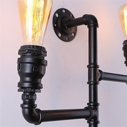 Vintage Industrielle Rohrwandleuchten Schwarze kreative Lichter Restaurant Cafe Bar Dekorationsbeleuchtung mit 3 Lichtern lackiert