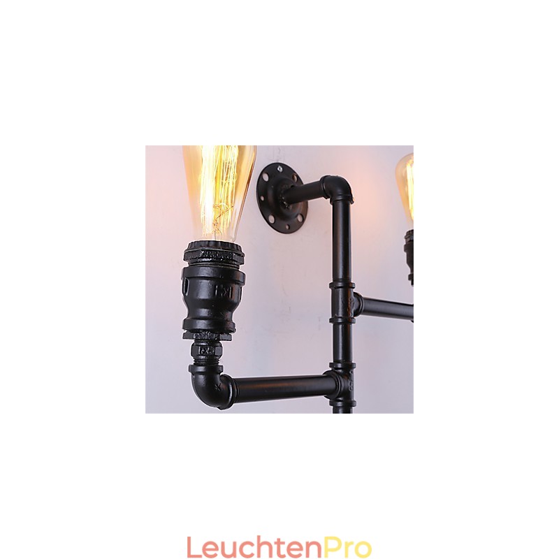 Vintage Industrielle Rohrwandleuchten Schwarze kreative Lichter Restaurant Cafe Bar Dekorationsbeleuchtung mit 3 Lichtern lackiert