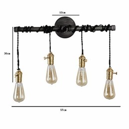 Vintage Industrielle Rohrwandleuchten mit Schalter Kreative Lichter Restaurant Cafe Bar Dekorationsbeleuchtung mit 4 Lichtern Lackiertes Finish