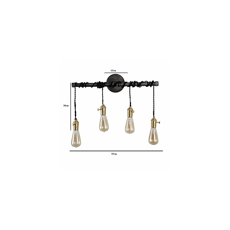 Vintage Industrielle Rohrwandleuchten mit Schalter Kreative Lichter Restaurant Cafe Bar Dekorationsbeleuchtung mit 4 Lichtern Lackiertes Finish