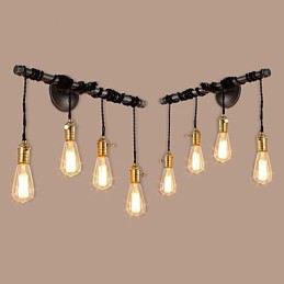 Vintage Industrielle Rohrwandleuchten mit Schalter Kreative Lichter Restaurant Cafe Bar Dekorationsbeleuchtung mit 4 Lichtern Lackiertes Finish