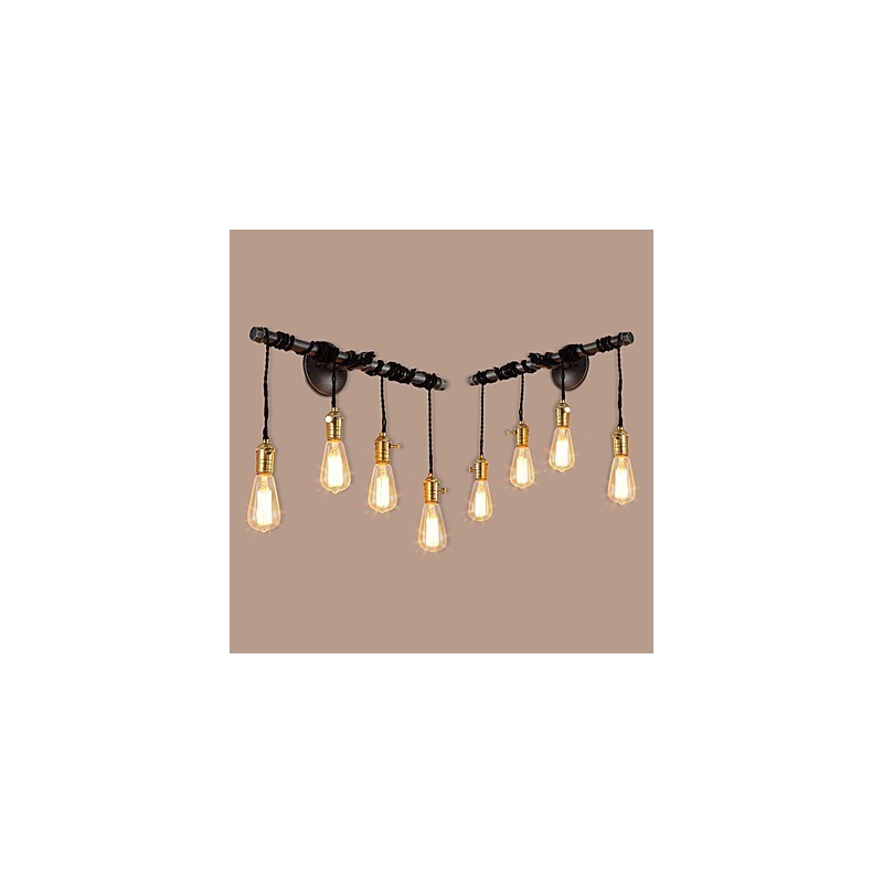 Vintage Industrielle Rohrwandleuchten mit Schalter Kreative Lichter Restaurant Cafe Bar Dekorationsbeleuchtung mit 4 Lichtern Lackiertes Finish