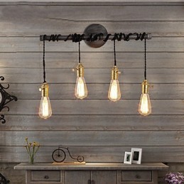 Vintage Industrielle Rohrwandleuchten mit Schalter Kreative Lichter Restaurant Cafe Bar Dekorationsbeleuchtung mit 4 Lichtern Lackiertes Finish