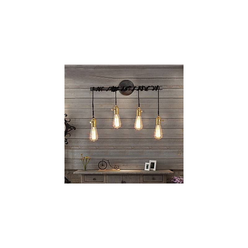 Vintage Industrielle Rohrwandleuchten mit Schalter Kreative Lichter Restaurant Cafe Bar Dekorationsbeleuchtung mit 4 Lichtern Lackiertes Finish