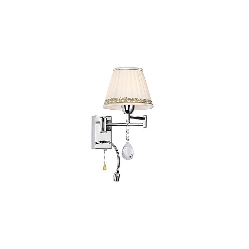 Moderne zeitgenössische rustikale Lodge Moderne zeitgenössische Landhaus-Chrom-Funktion für Kristall-Schwenkarm-Wandlampe