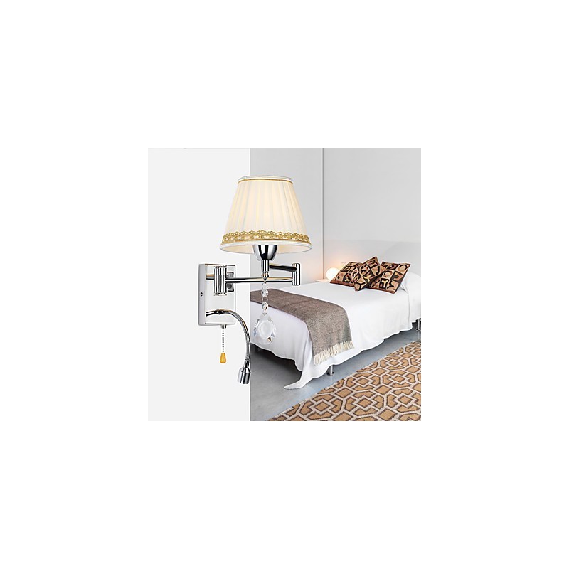 Moderne zeitgenössische rustikale Lodge Moderne zeitgenössische Landhaus-Chrom-Funktion für Kristall-Schwenkarm-Wandlampe