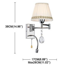 Moderne zeitgenössische rustikale Lodge Moderne zeitgenössische Landhaus-Chrom-Funktion für Kristall-Schwenkarm-Wandlampe
