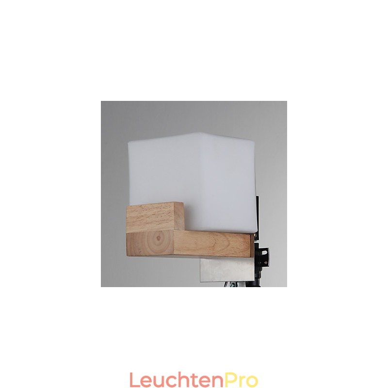 Einfache Wandlampe, Nachttischlampe mit Glasschirm und Massivholz für Schlafzimmer, Kommode, Wohnzimmer, Babyzimmer, Studentenwohnheim, Couchtisch, Bücherregal
