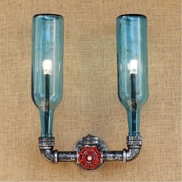 Retro Industrielle Wind Schalter Wasserflasche Wandleuchte Wandleuchte Blau