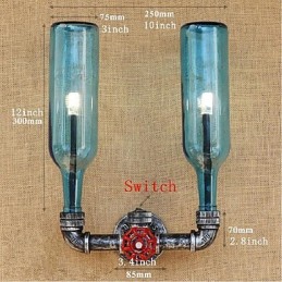 Retro Industrielle Wind Schalter Wasserflasche Wandleuchte Wandleuchte Blau