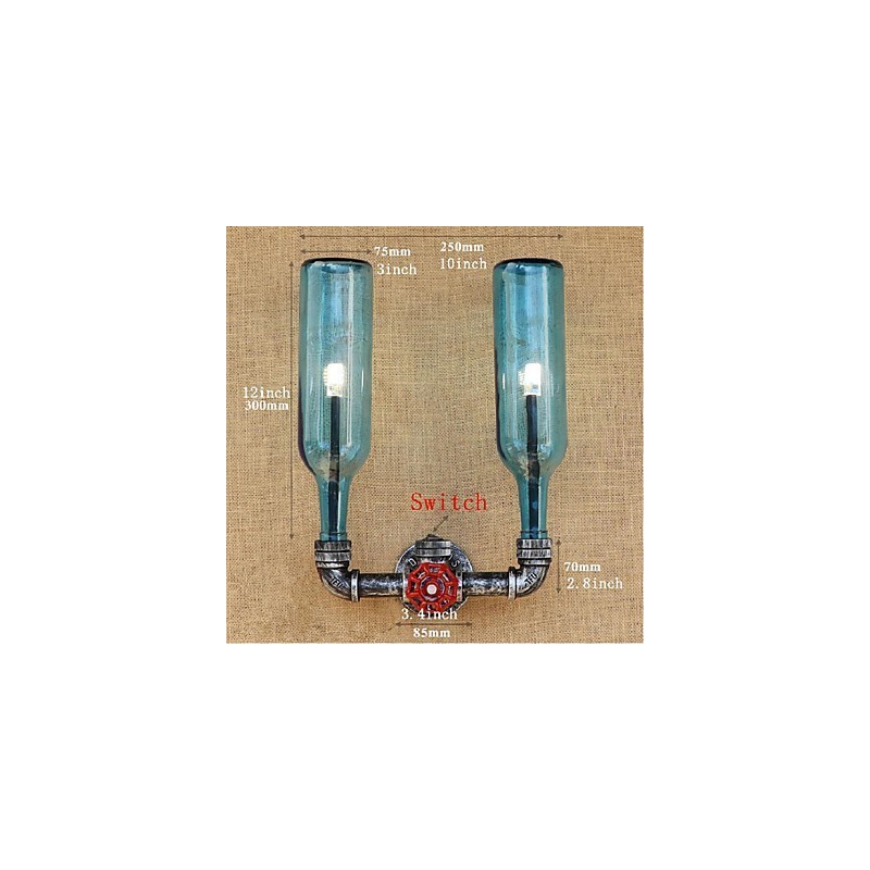 Retro Industrielle Wind Schalter Wasserflasche Wandleuchte Wandleuchte Blau