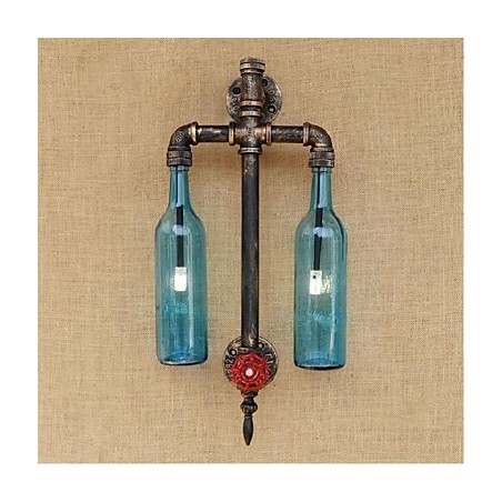 Amerikanischen Themen Restaurant Bar Eisen Mit Schalter Wasser Rohr Wein Flasche Wand Lampe Blau
