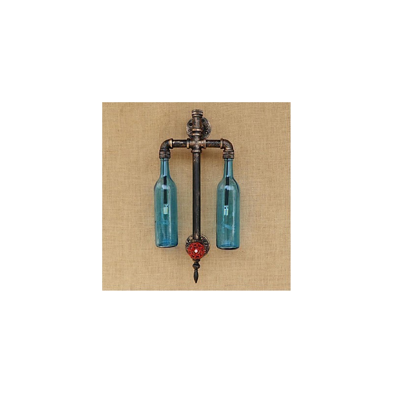 Amerikanischen Themen Restaurant Bar Eisen Mit Schalter Wasser Rohr Wein Flasche Wand Lampe Blau