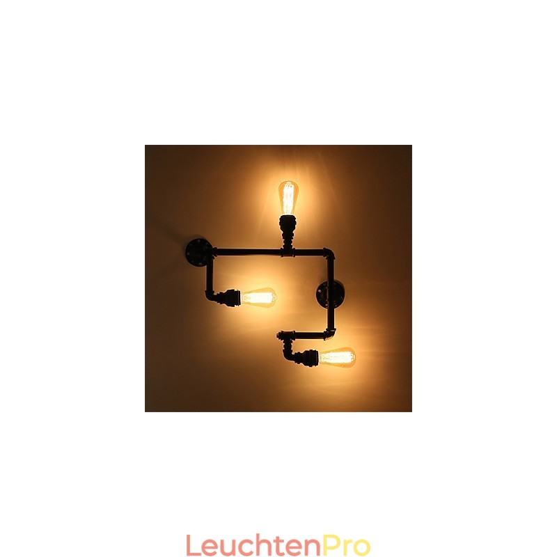 3 Köpfe Vintage Industrielle Rohr Wandleuchten Schwarz Kreative Lichter Restaurant Cafe Bar Dekoration Beleuchtung