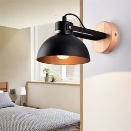 Vintage Holz Art Deco Metall Metall Rustikale Wandleuchte Wohnzimmer Esszimmer Flur Wandlampe Schwarz Weiß Optional