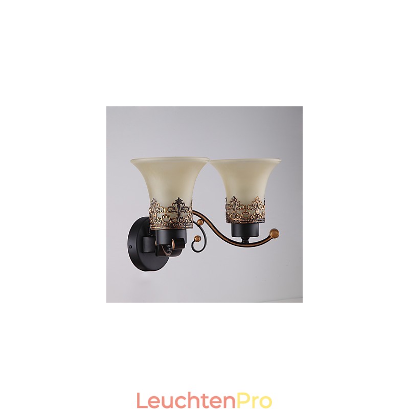 Doppelkopf-Wandlampe aus amerikanischem Landhausstil im Vintage-Stil aus Metall mit Glas für die Kantine, das Wohnzimmer, den Eingangsbereich und das Foyer.