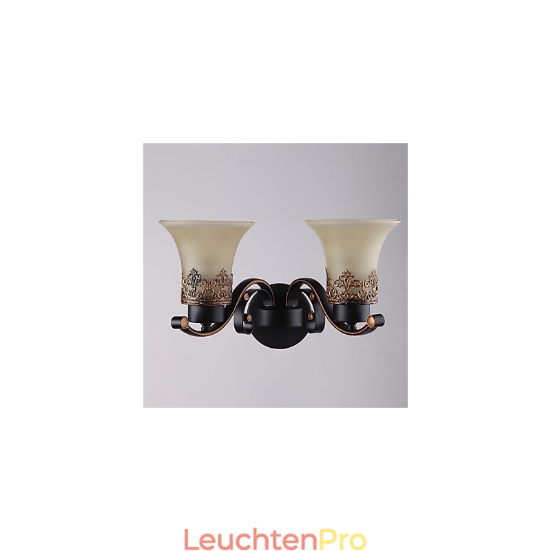 Doppelkopf-Wandlampe aus amerikanischem Landhausstil im Vintage-Stil aus Metall mit Glas für die Kantine, das Wohnzimmer, den Eingangsbereich und das Foyer.