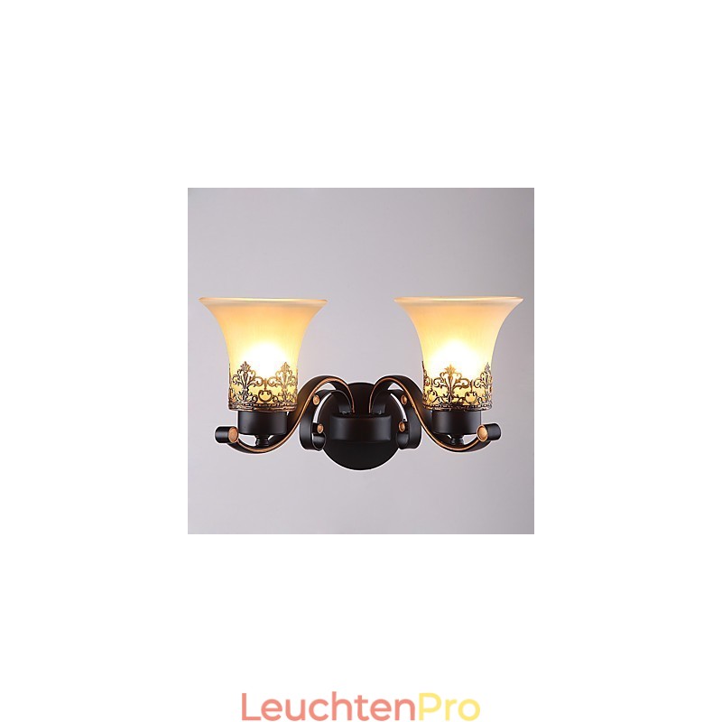 Doppelkopf-Wandlampe aus amerikanischem Landhausstil im Vintage-Stil aus Metall mit Glas für die Kantine, das Wohnzimmer, den Eingangsbereich und das Foyer.