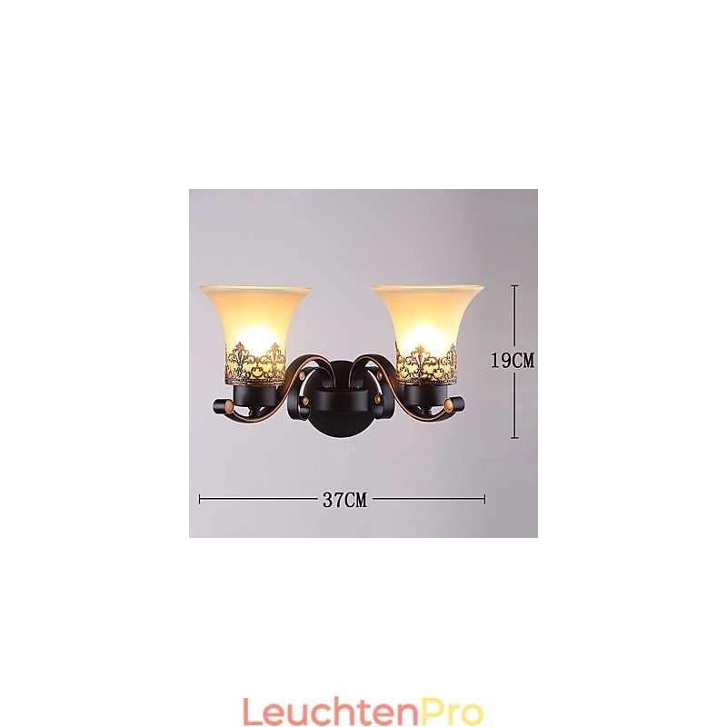 Doppelkopf-Wandlampe aus amerikanischem Landhausstil im Vintage-Stil aus Metall mit Glas für die Kantine, das Wohnzimmer, den Eingangsbereich und das Foyer.
