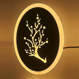 Pflaume Geschnitzte Acryl Peeling Wand Licht Runde Geformte Nacht Lampe Flur Lichter Warm Weiß AC220V