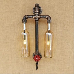 Amerikanischen Themen Restaurant Bar Eisen Mit Schalter Wasser Rohr Wein Flasche Wand Lampe Bernstein