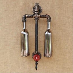 Amerikanischen Themen Restaurant Bar Eisen Mit Schalter Wasser Rohr Wein Flasche Wand Lampe Grau