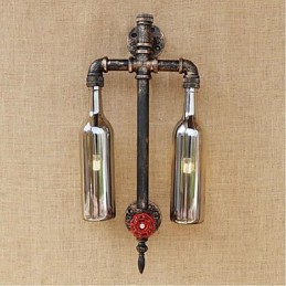 Amerikanischen Themen Restaurant Bar Eisen Mit Schalter Wasser Rohr Wein Flasche Wand Lampe Grau