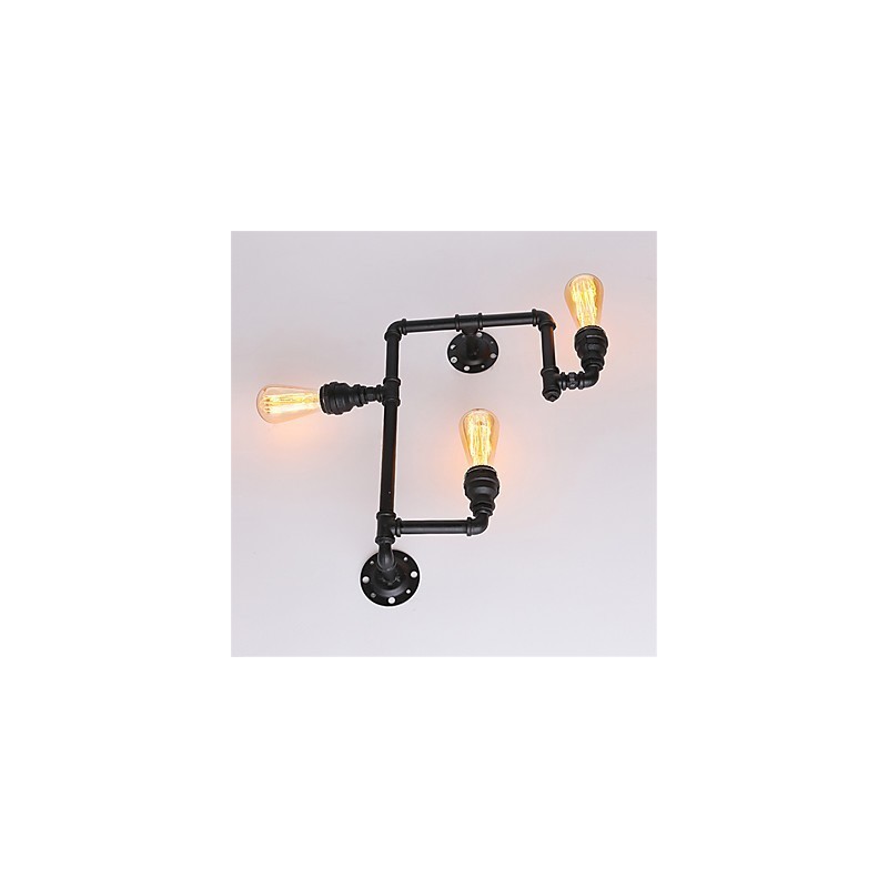 Vintage Industrielle Rohrwandleuchten Schwarze kreative Lichter Restaurant Cafe Bar Dekorationsbeleuchtung mit 3 Lichtern lackiert